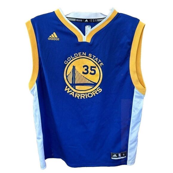 Adidas Golden State Warriors Blue Yellow Basketball Kevin Durant 35 Jersey XL - Picture 1 of 8